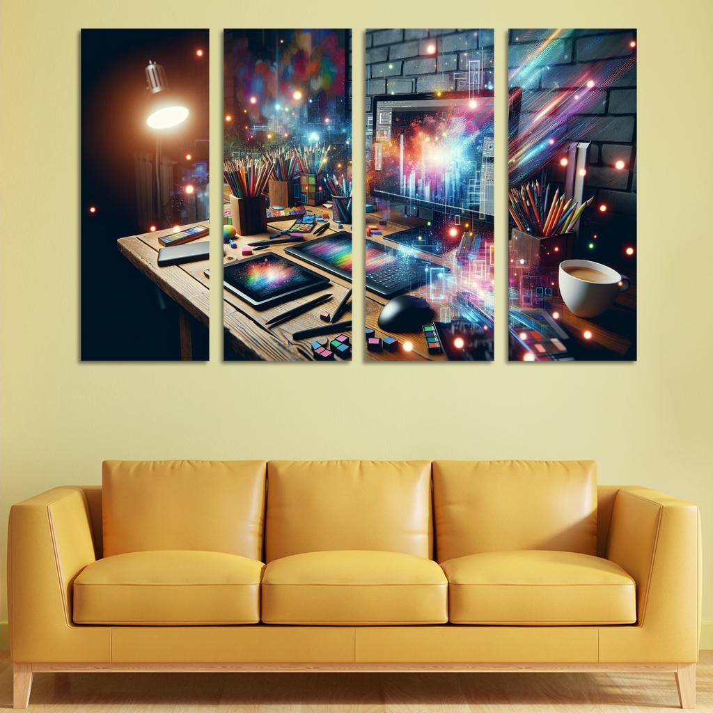 Digital Art Create Your Own Virtual Masterpieces 4 Piece HD Modern Canvas Panels-Original Frame