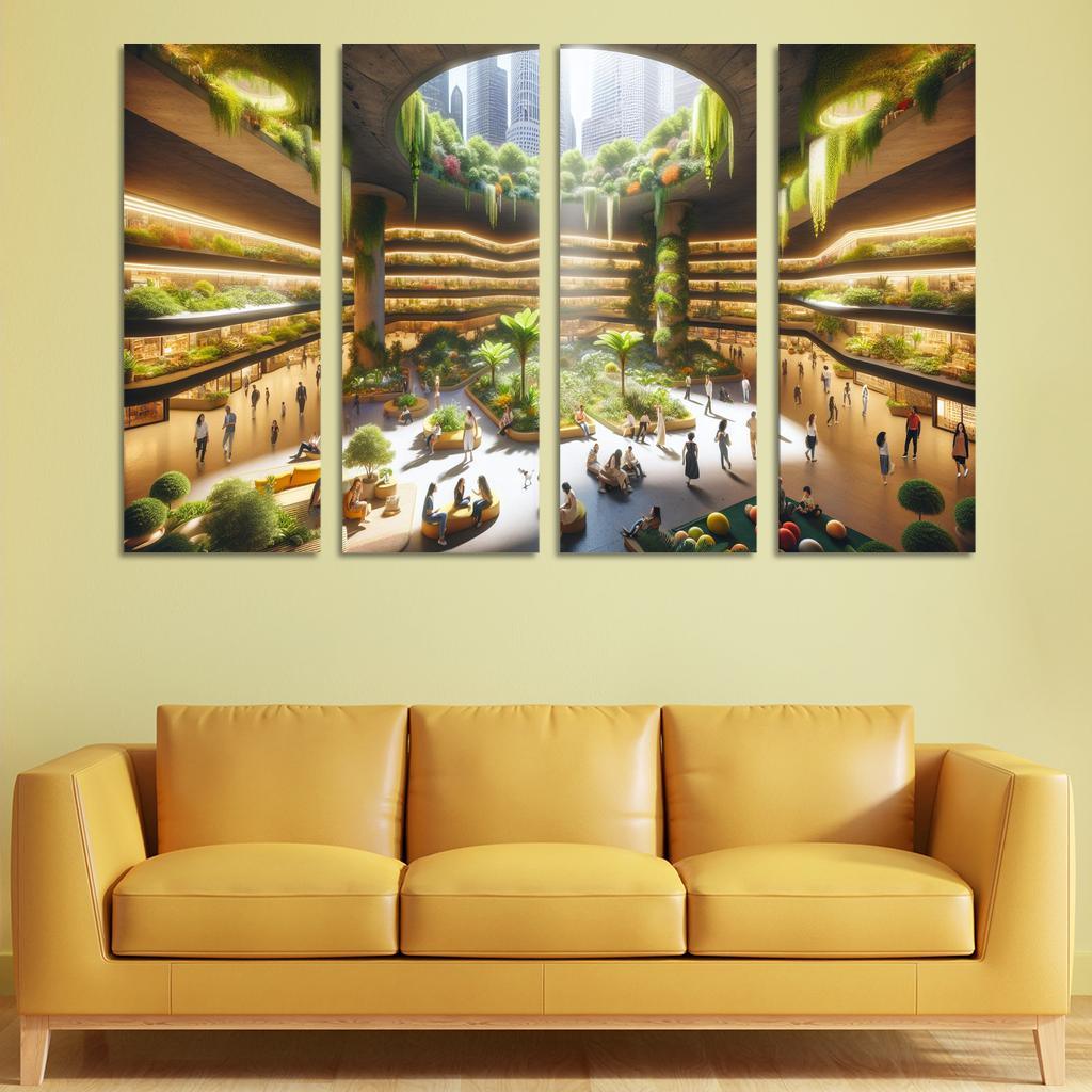 Underground Urban Oasis 4 Piece HD Modern Canvas Panels-Original Frame