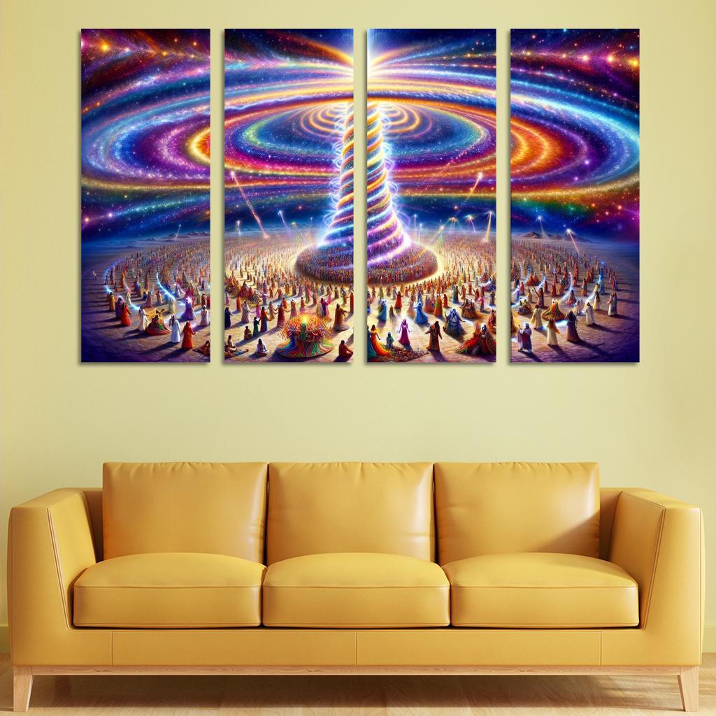 The Aetheric Spiral 4 Piece HD Modern Canvas Panels-Original Frame