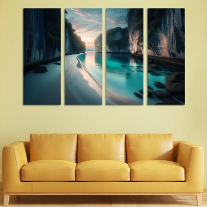 Silver Beach Escape Modern Paintings Frame