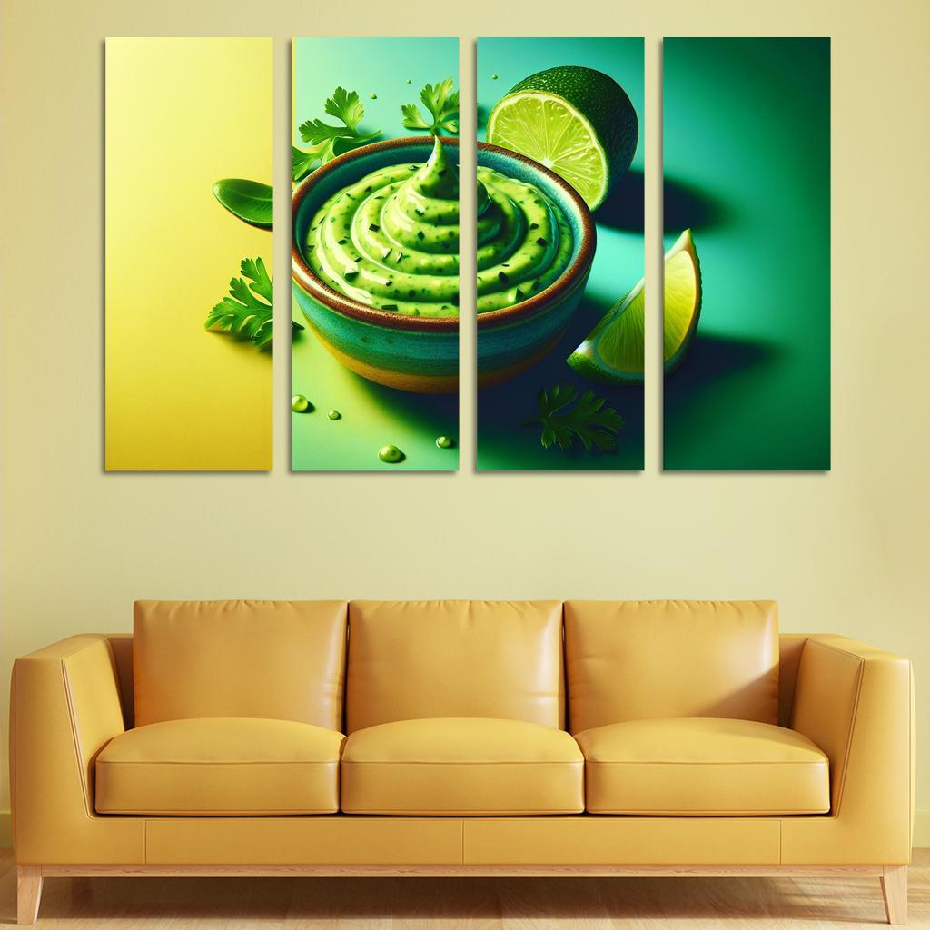 Creamy Avocado Lime Dressing 4 Piece HD Modern Canvas Panels-Original Frame
