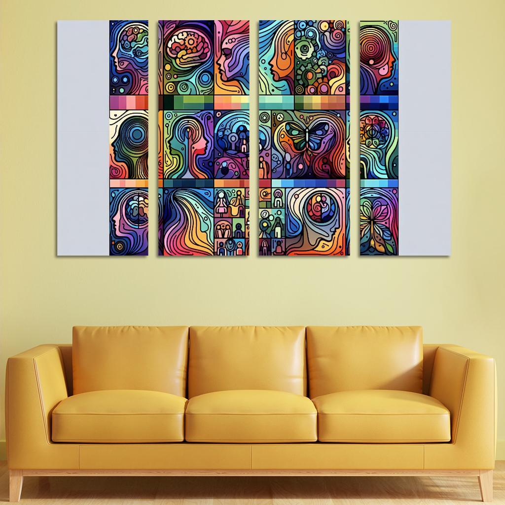 Awakening Awareness Mental Health Advocacy Through Art Multi-panel Paintings