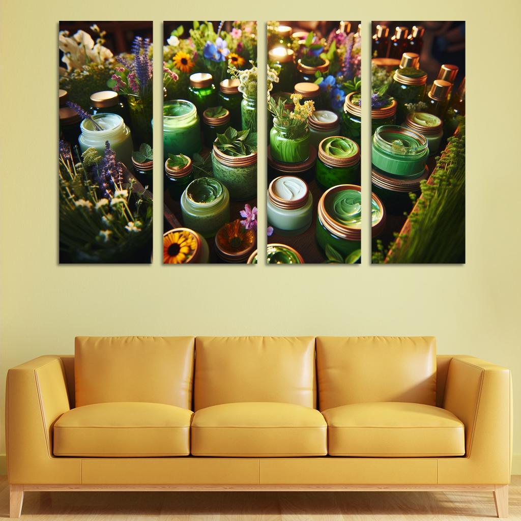 Nature-Inspired Beauty Botanical Ingredients 4 Piece HD Modern Canvas Panels-Original Frame