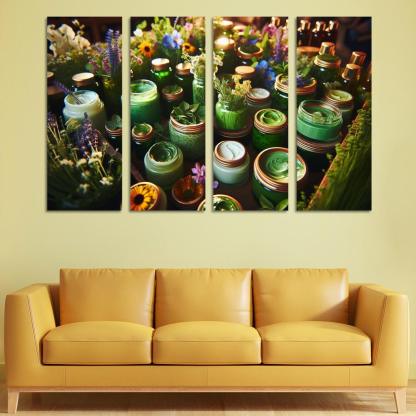 Nature-Inspired Beauty Botanical Ingredients 4 Piece HD Modern Canvas Panels-Original Frame
