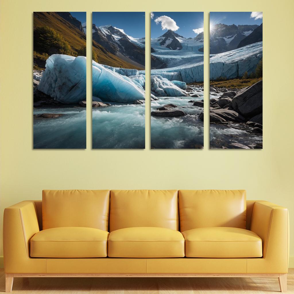 The Majestic View Of Sunlit Glacier Multi-panel Paintings