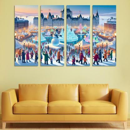 Quebec Winter Carnival - Canada Framed Paintings