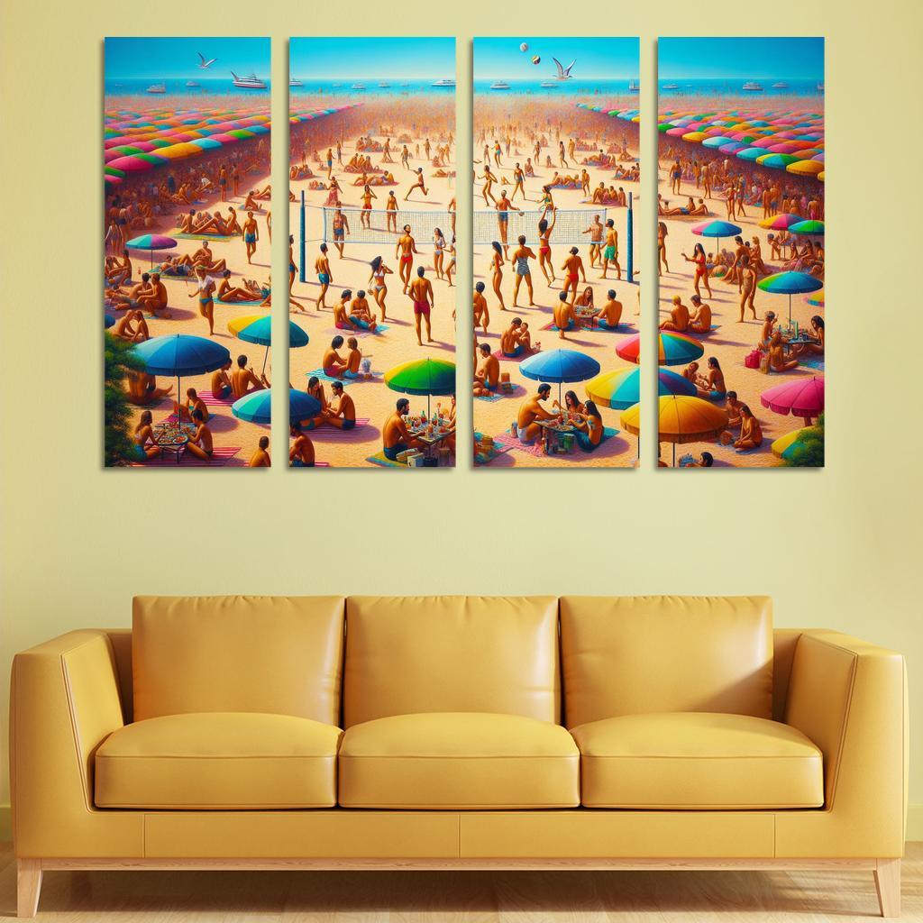 Sunny Retreat Vibrant Beach Life Abstract Paintings Frame