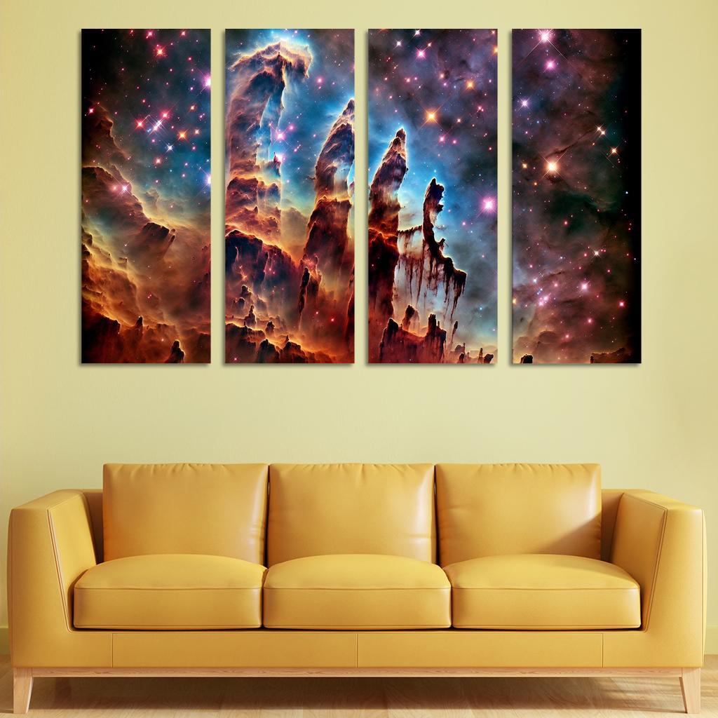 The Majestic Pillars of Creation 4 Piece HD Modern Canvas Panels-Original Frame