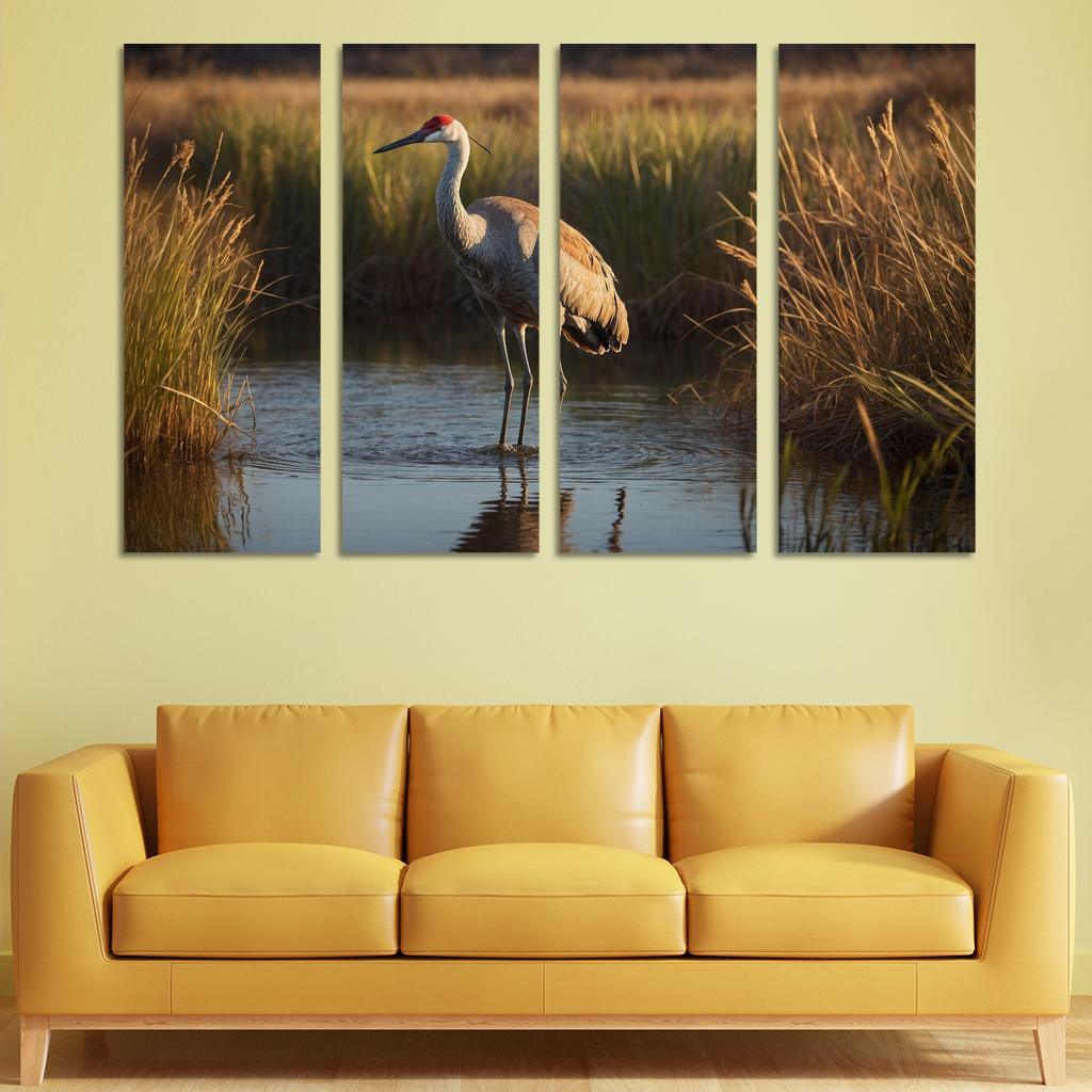 The Elegant Sandhill Crane Dancer Of The Marsh Canvas Paintings Frame