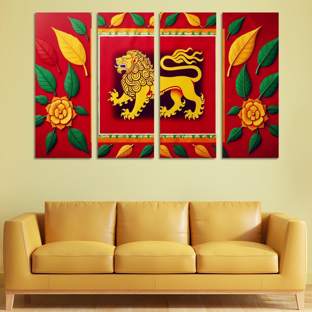 Legacy of Peace The Flag of Sri Lanka 4 Piece HD Modern Canvas Panels-Original Frame