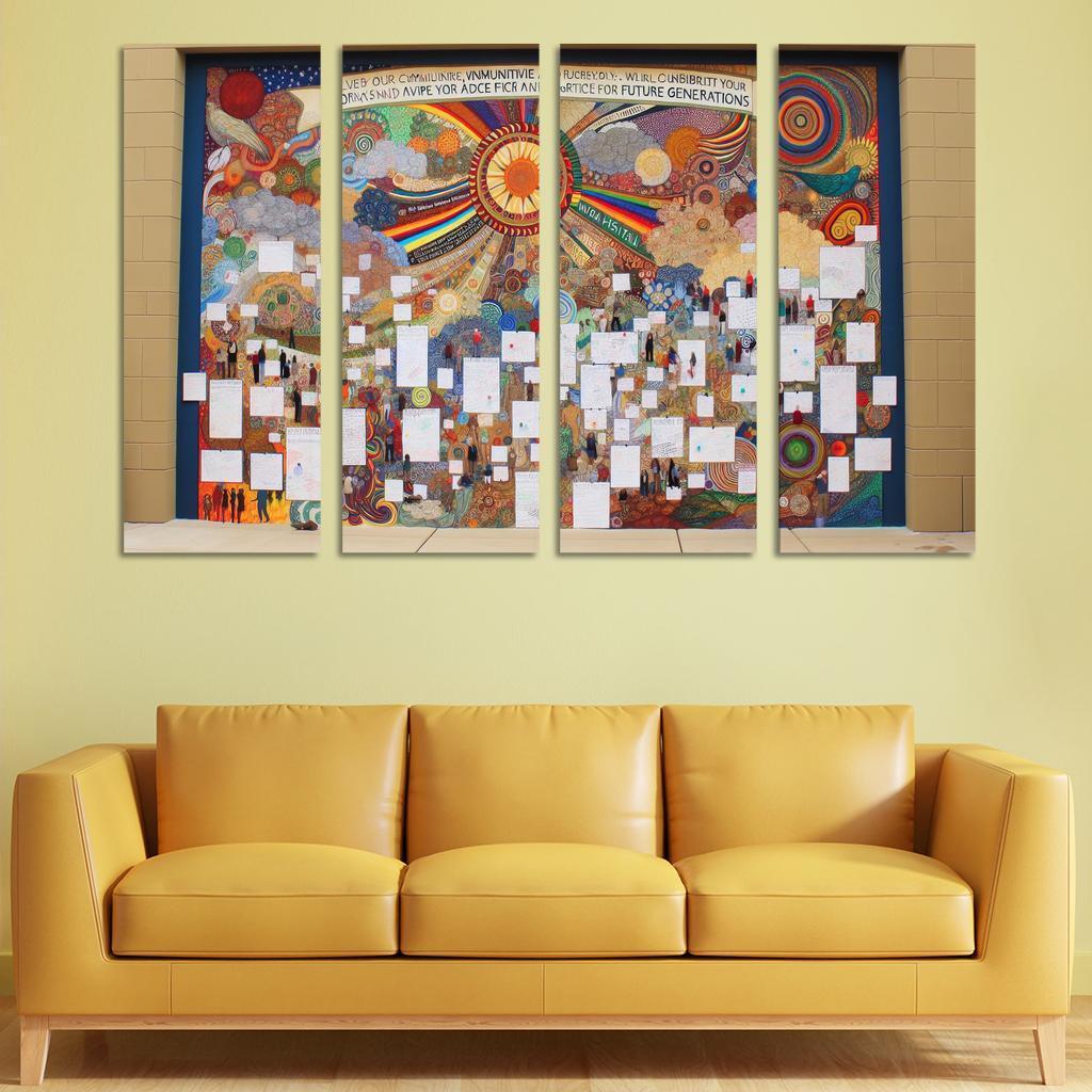 Intergenerational Wisdom Connecting the Young and the Old 4 Piece HD Modern Canvas Panels-Original Frame