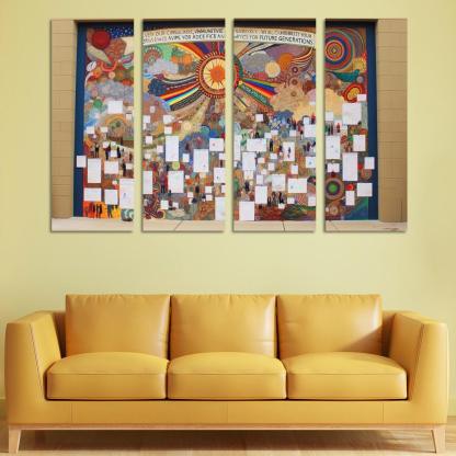 Intergenerational Wisdom Connecting the Young and the Old 4 Piece HD Modern Canvas Panels-Original Frame