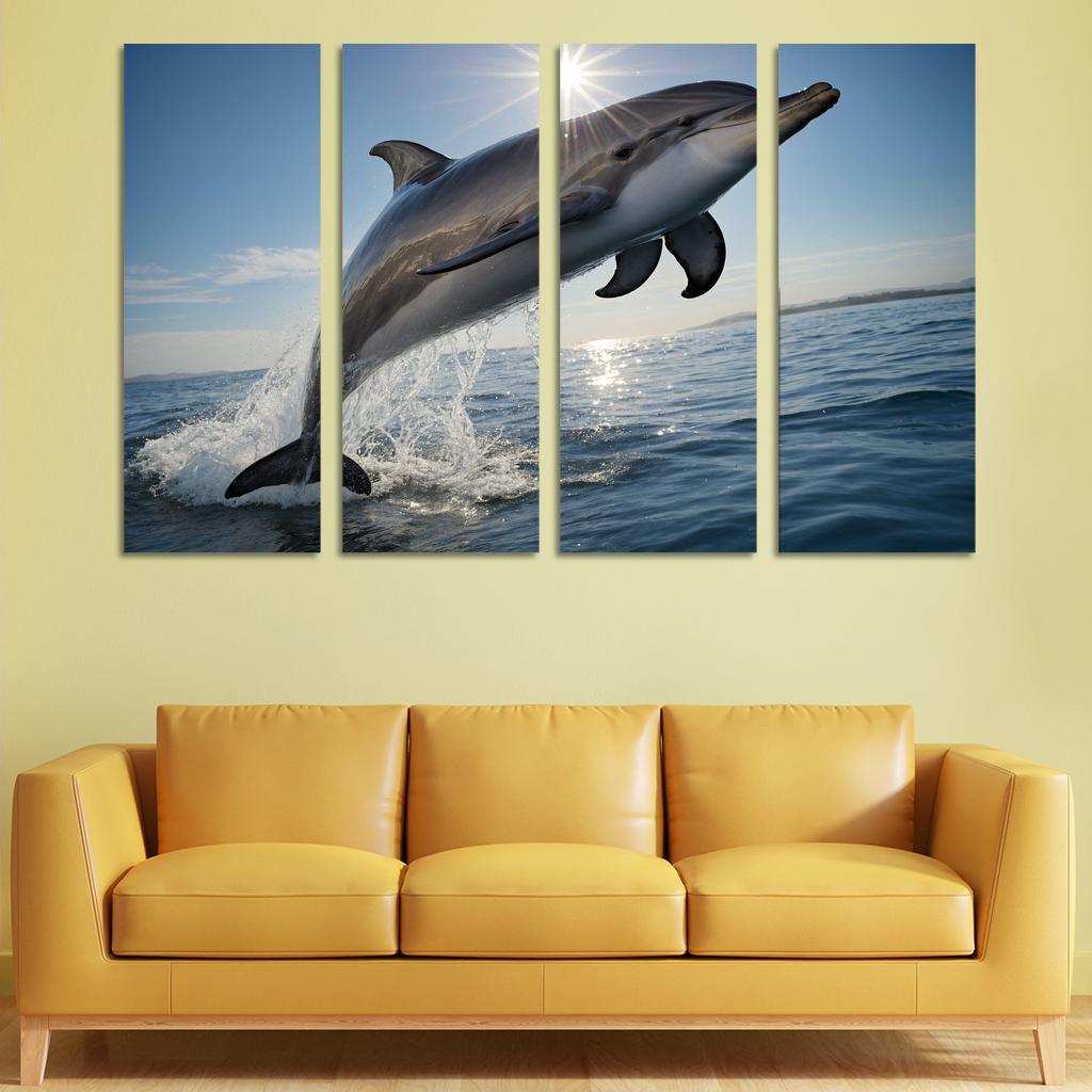 The Playful Bottlenose Dolphin In Coastal Waters Canvas Paintings Frame