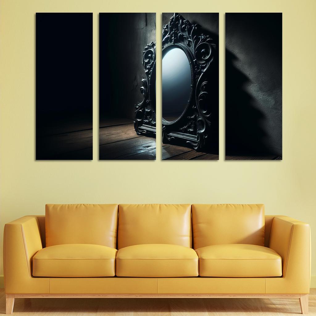 Haunting Reflections The Mirror of Secrets 4 Piece HD Modern Canvas Panels-Original Frame