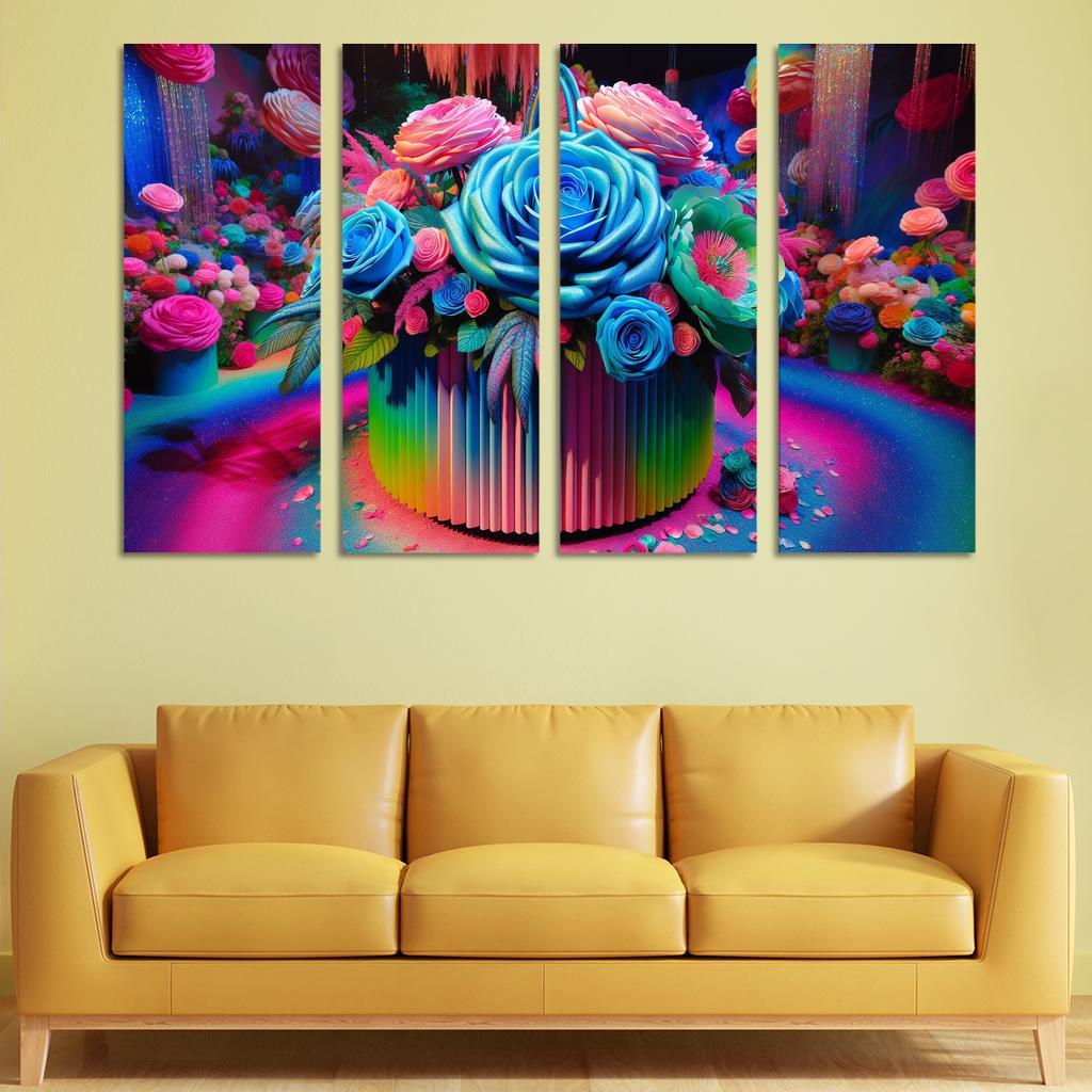 Whimsical Wonderland A Fantasy Floral Journey Modern Paintings Frame
