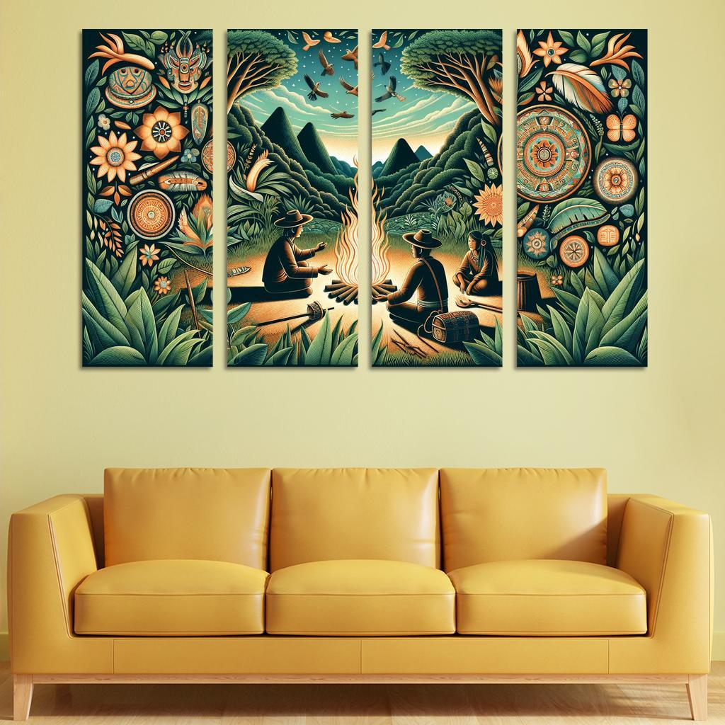 Echoes of the Past Preserving Indigenous Cultures 4 Piece HD Modern Canvas Panels-Original Frame