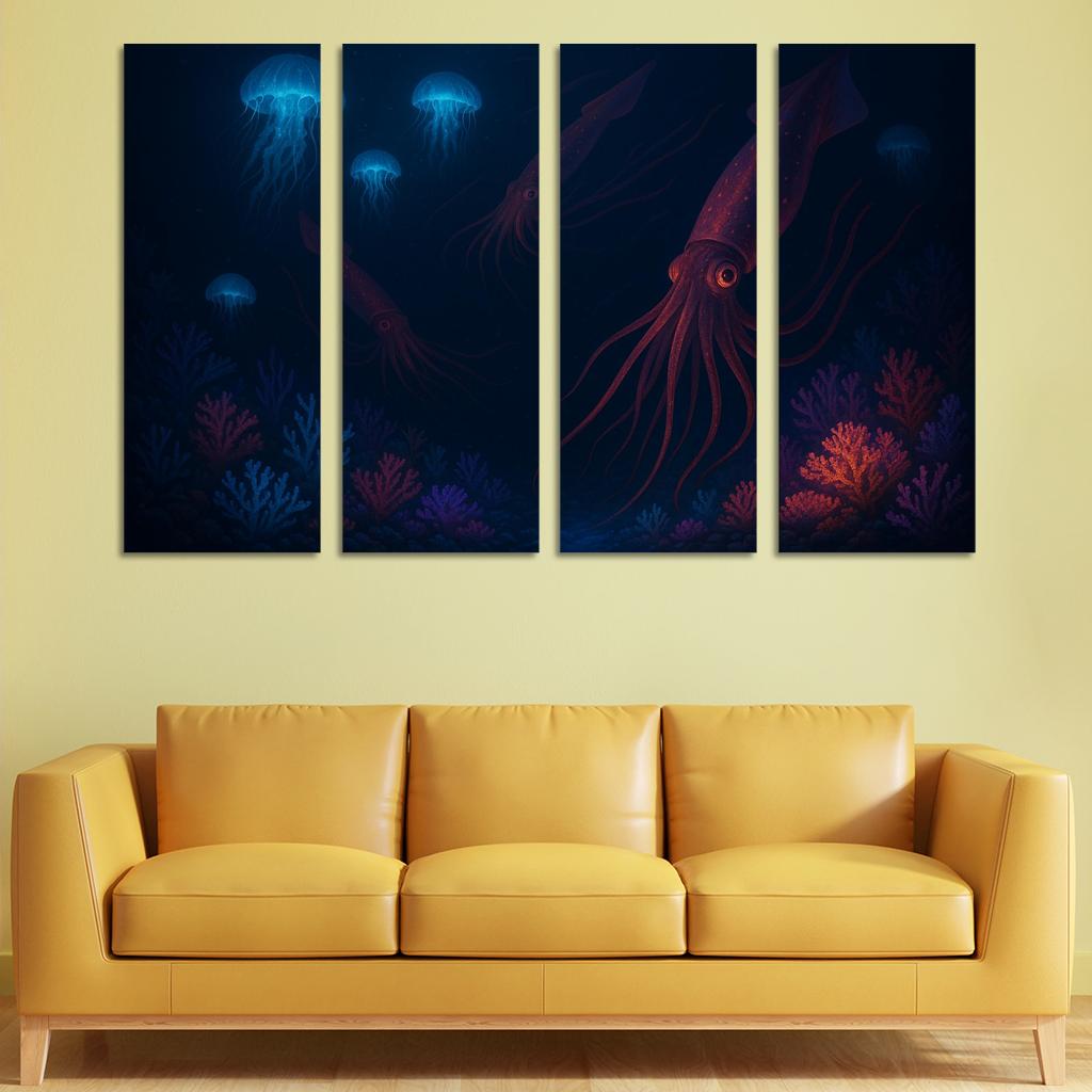 Underwater Wonders - Deep Sea Exploration Framed Paintings
