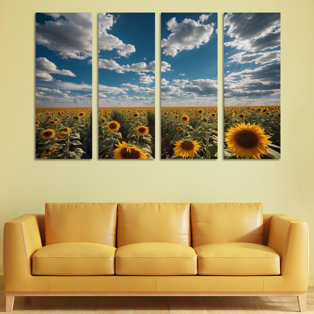 The Radiant Fields Of Golden Sunflowers Oil Paintings Frame