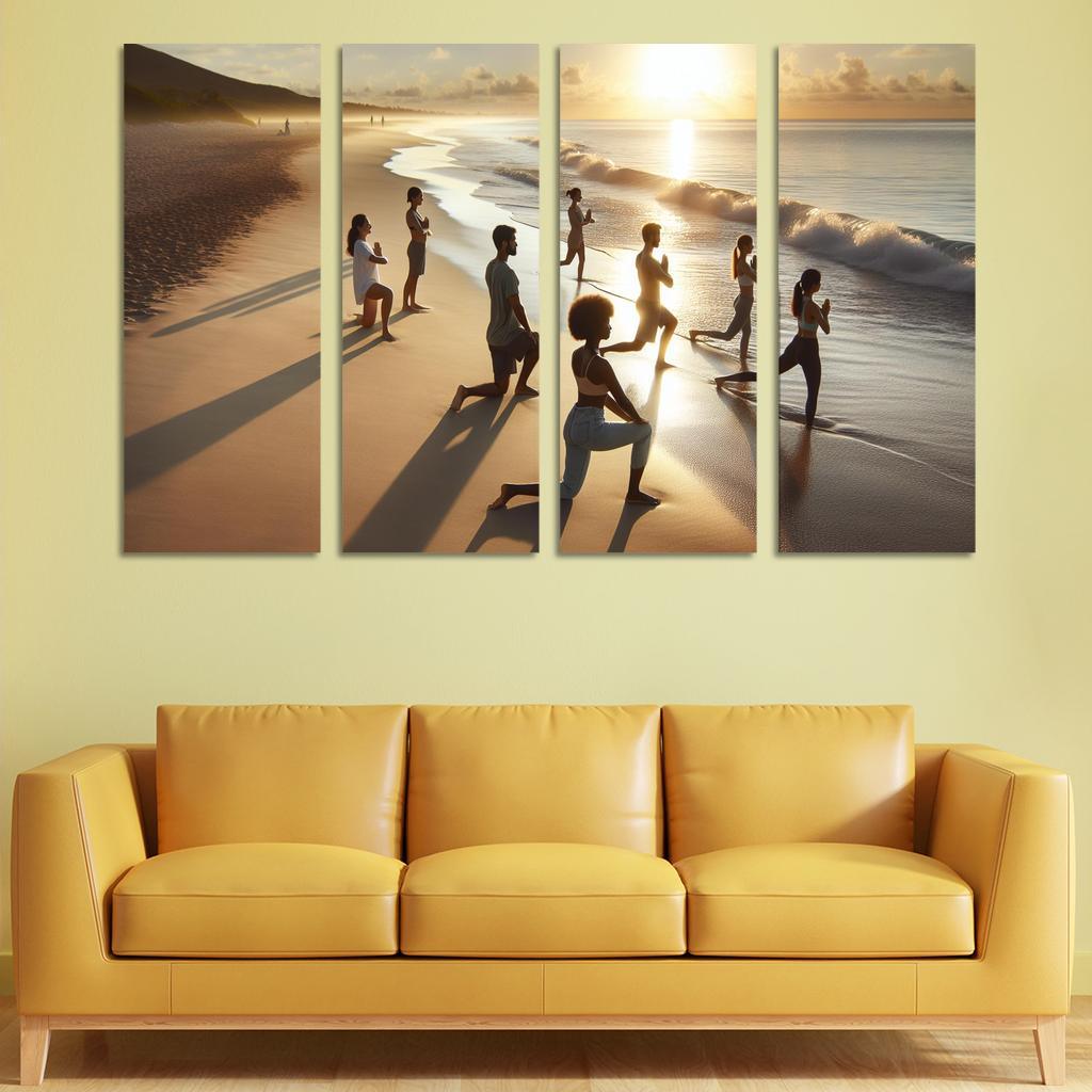 Tranquil Waters Yoga Beach Retreat Multi-panel Paintings