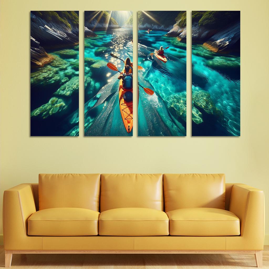Glistening Waters Kayaking Paradise Abstract Paintings Frame