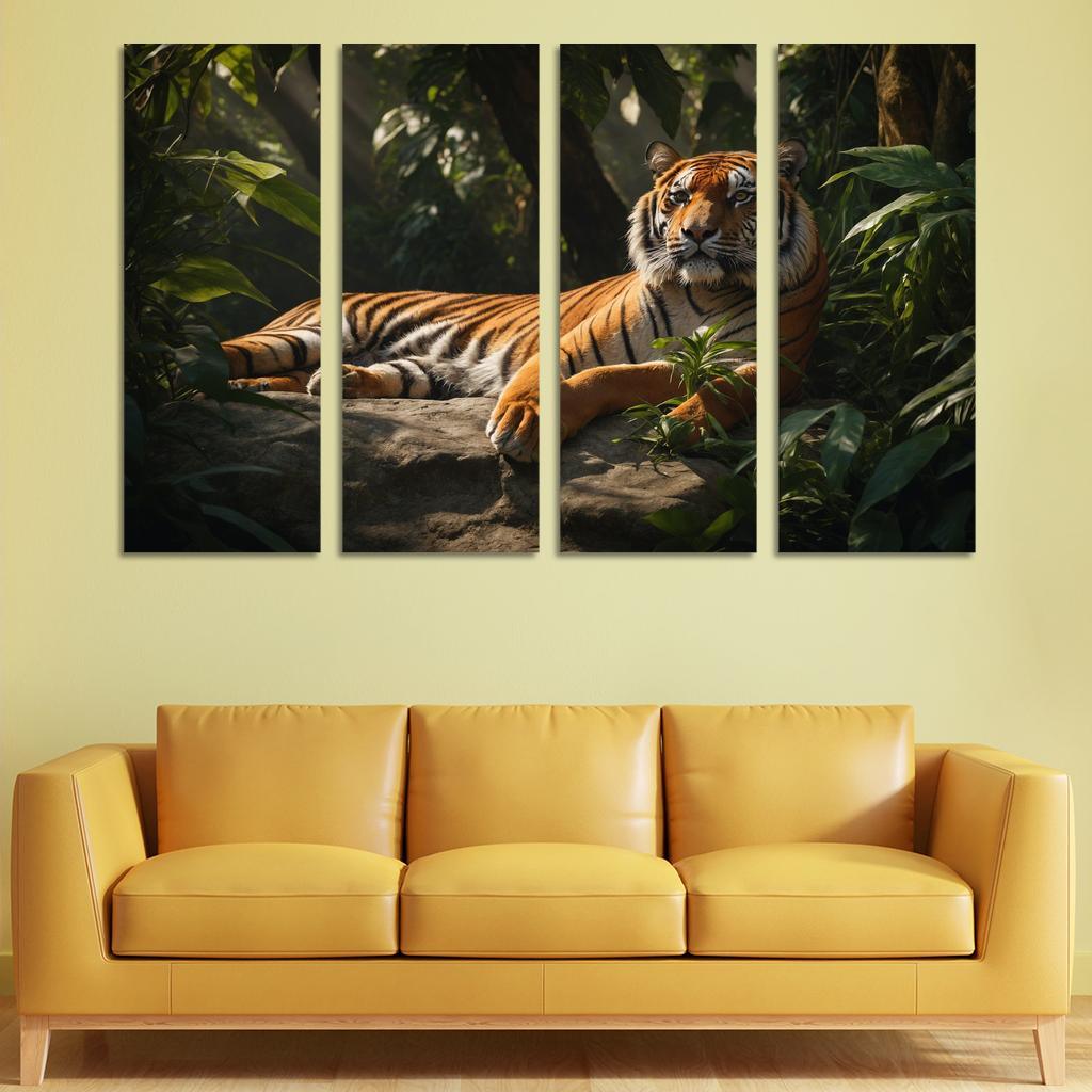 The Regal Bengal Tiger In The Jungle Canvas Paintings Frame