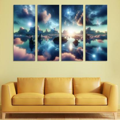 The Dreamweaver's Sanctuary 4 Piece HD Modern Canvas Panels-Original Frame