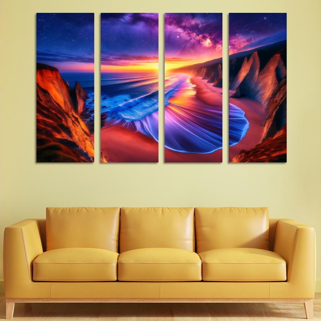 Sunset Palisade Beach Modern Paintings Frame