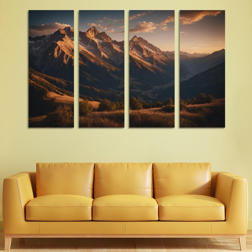 The Soft Glow Of Evening Mountain Shadows Oil Paintings Frame