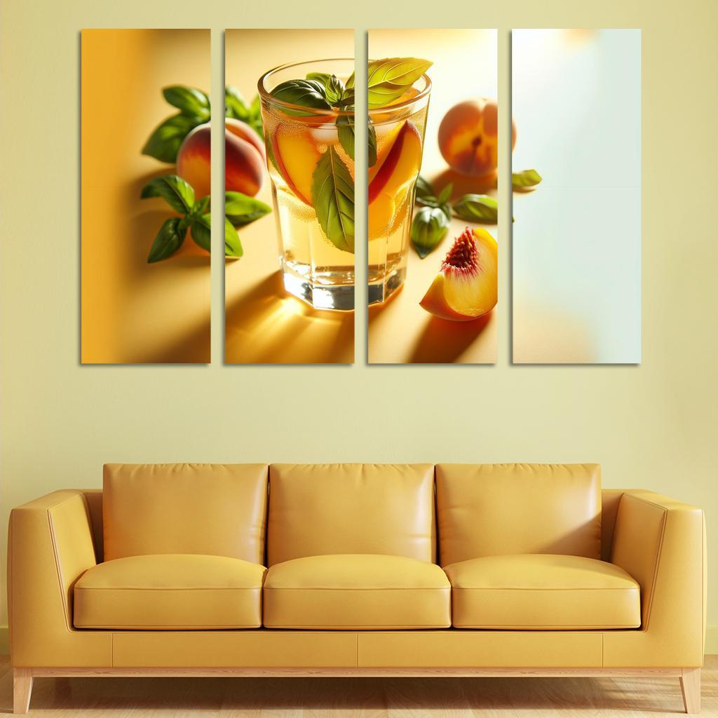 Peach Basil Infused Lemonade 4 Piece HD Modern Canvas Panels-Original Frame