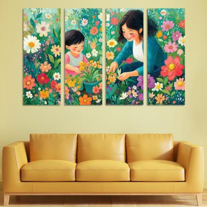 The Blooming Path A Mothers Nurturing Journey Canvas Paintings Frame