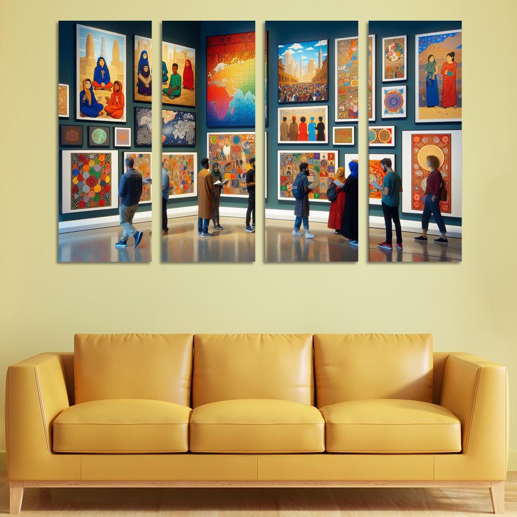 Bridging Cultures Artistic Exploration Of Global Heritage Multi-panel Paintings