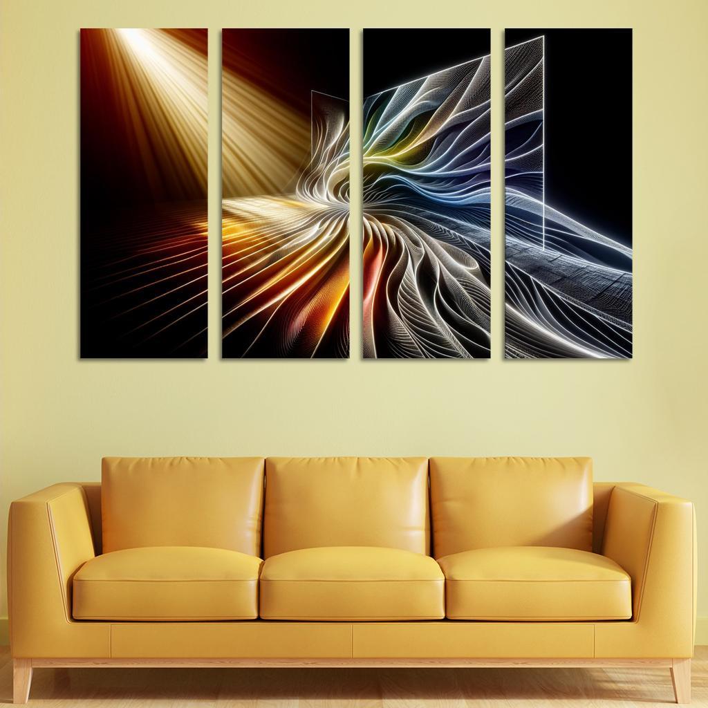 Choreography of Light and Shadow 4 Piece HD Modern Canvas Panels-Original Frame