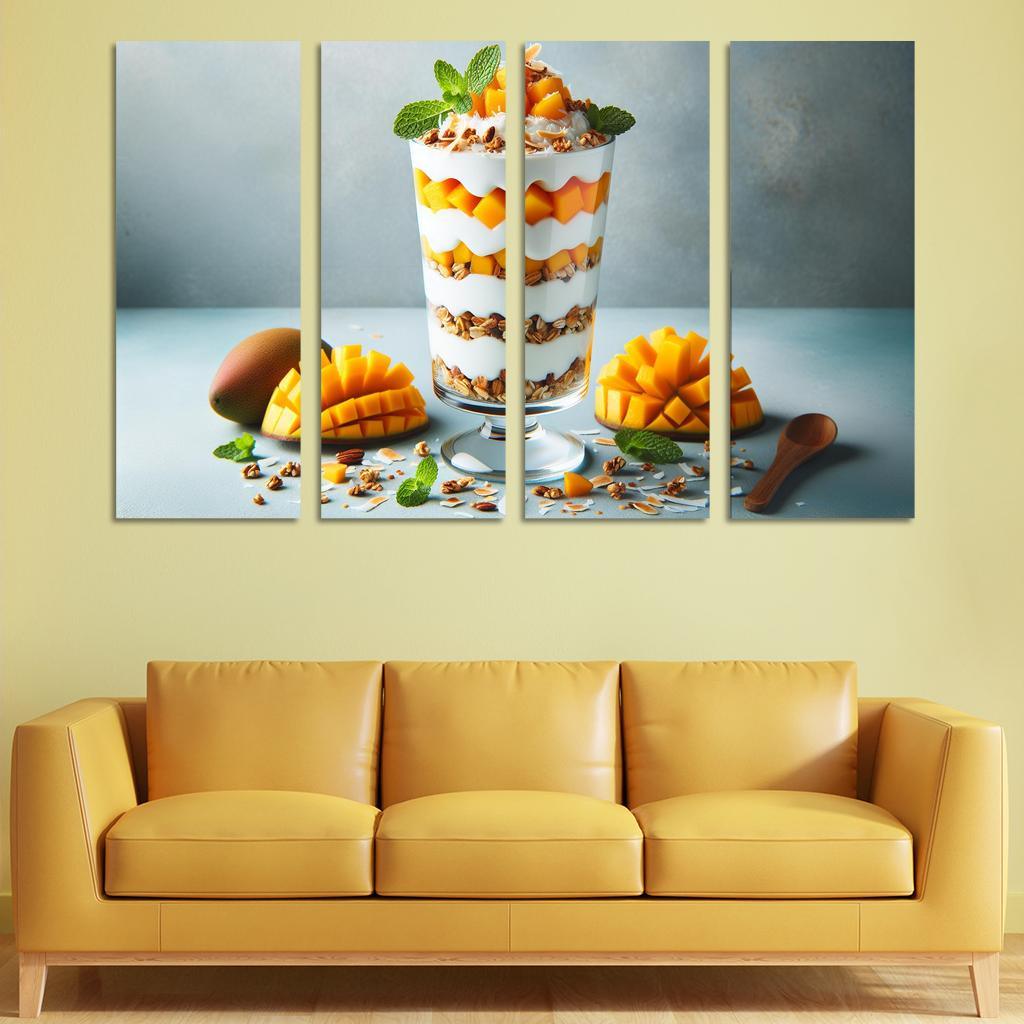Creamy Coconut Mango Parfait 4 Piece HD Modern Canvas Panels-Original Frame