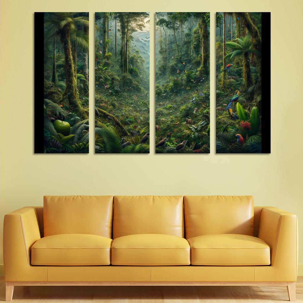 Nature's Call Celebrating Biodiversity through Art 4 Piece HD Modern Canvas Panels-Original Frame