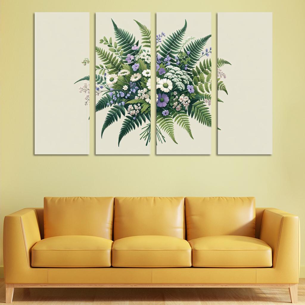 Enchanted Forest Blooms A Woodland Bouquet 4 Piece HD Modern Canvas Panels-Original Frame