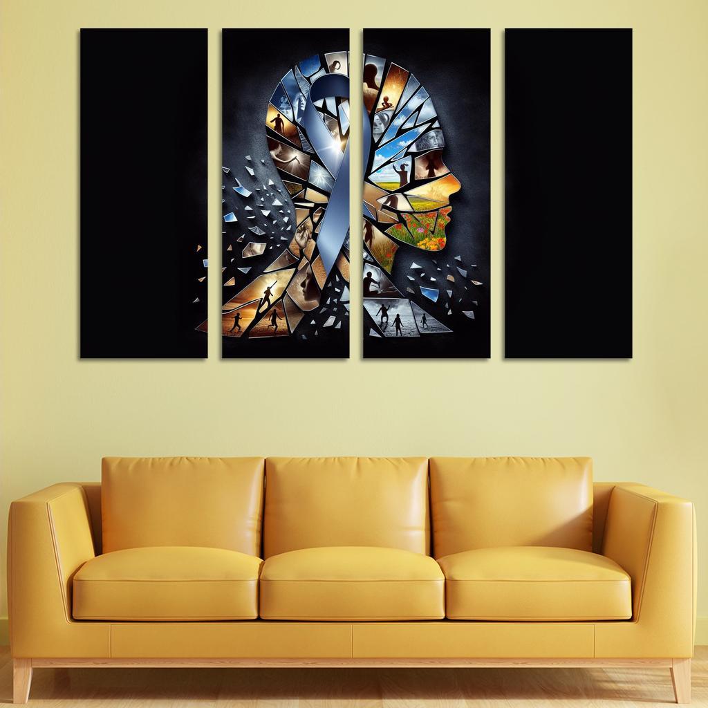 Shattered Silence Advocating for Survivors of Violence 4 Piece HD Modern Canvas Panels-Original Frame