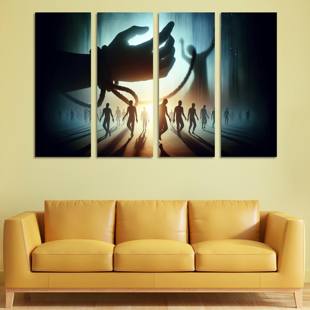 Invisible Threads Art on Human Trafficking Awareness 4 Piece HD Modern Canvas Panels-Original Frame