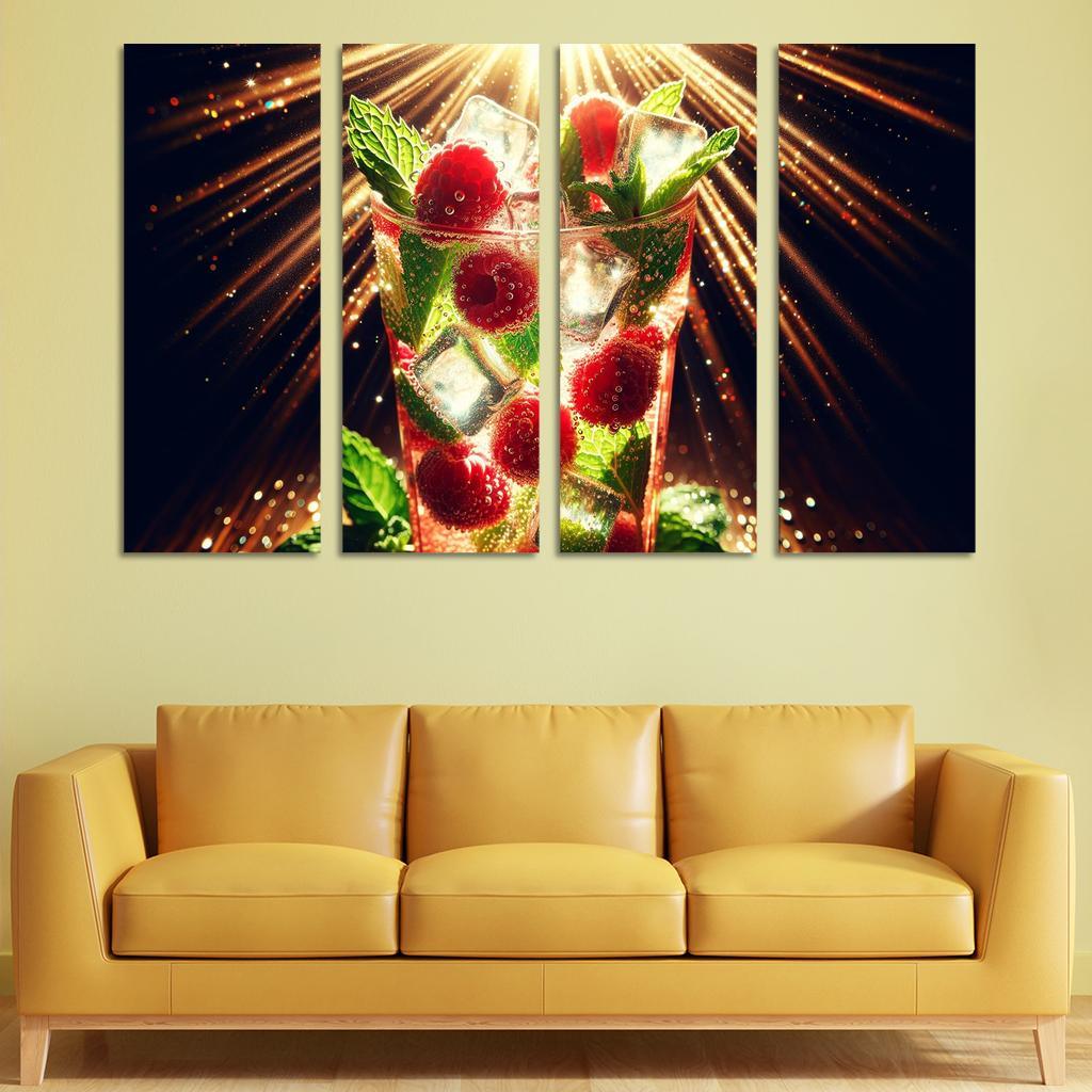 Raspberry Mint Sparkler 4 Piece HD Modern Canvas Panels-Original Frame