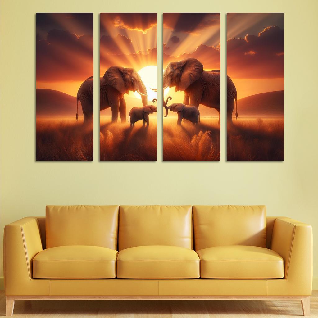 The Secrets of Elephant Communication 4 Piece HD Modern Canvas Panels-Original Frame