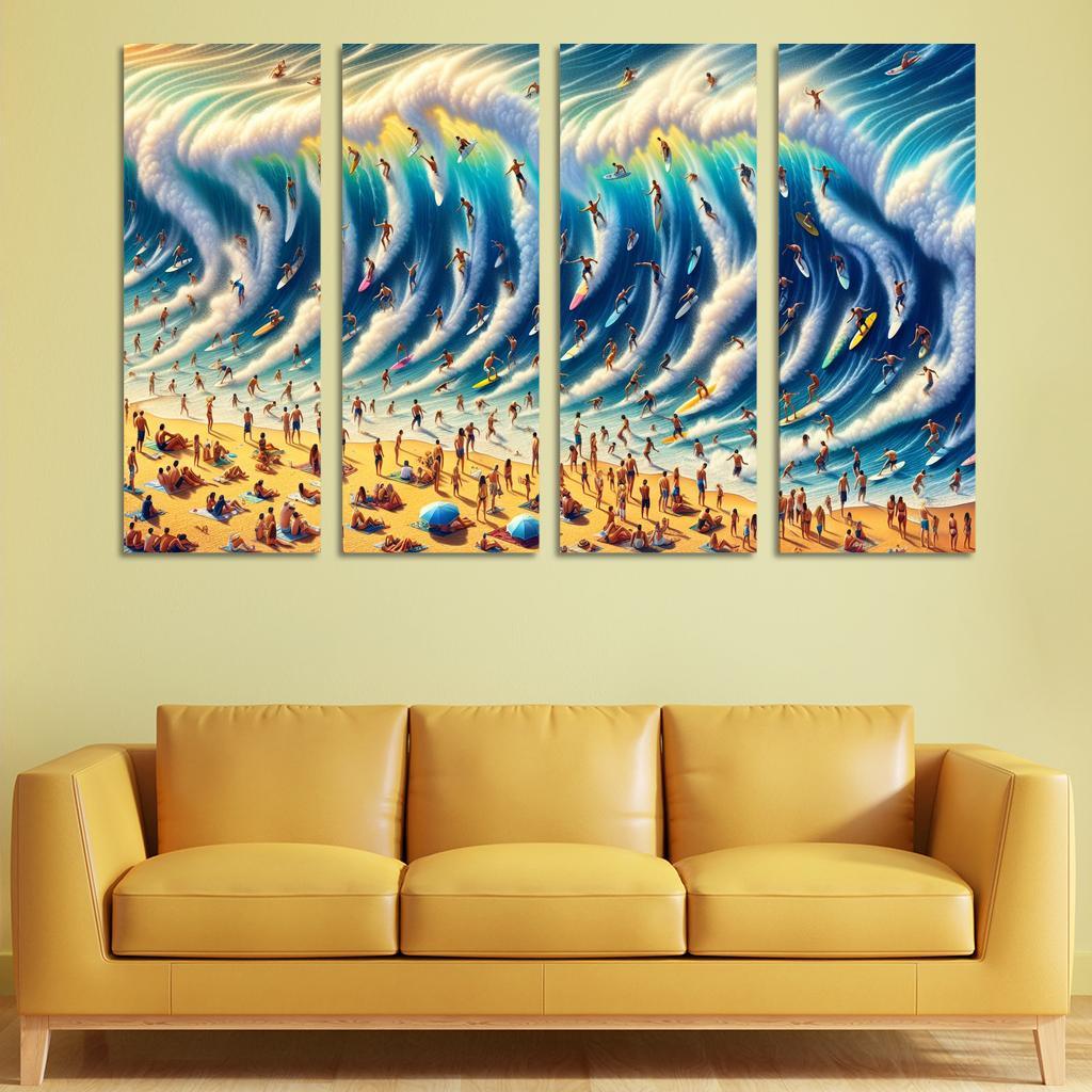 Cascading Waves A Surfing Hotspot Abstract Paintings Frame