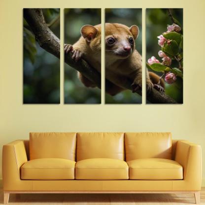 The Exotic Kinkajou In The Rainforest Canopy Framed Paintings