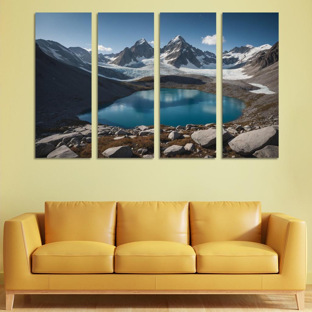 The Majestic Peaks Of Glacier Ridge Modern Paintings Frame