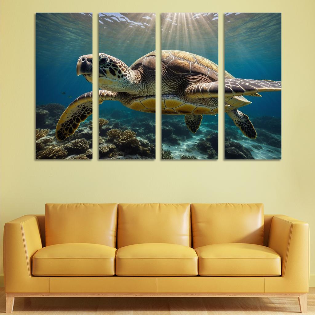 The Stunning Green Sea Turtle Multi-panel Paintings