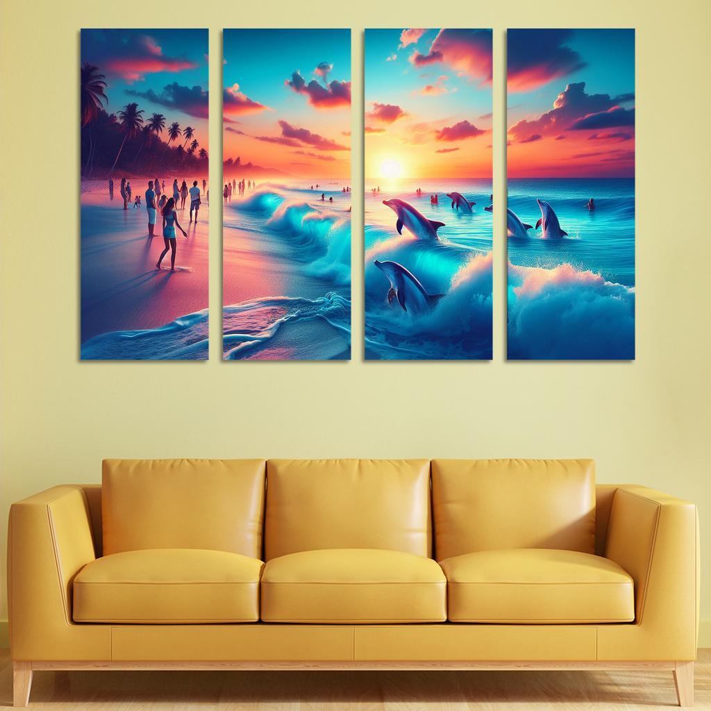 Cerulean Bliss Sunset And Wildlife Watching Premium Artwork Frames