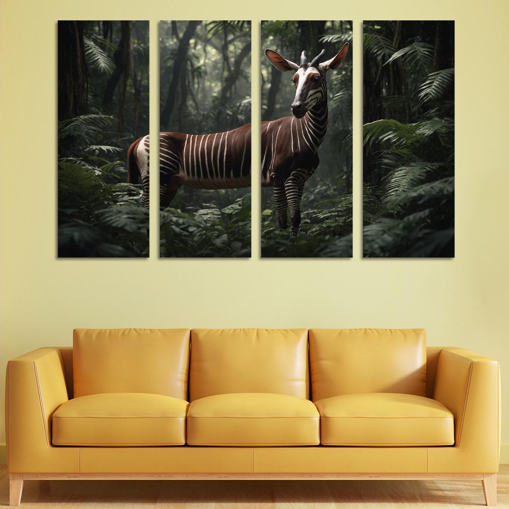 The Graceful Okapi The Forest Giraffe 4 Piece HD Modern Canvas Panels ...