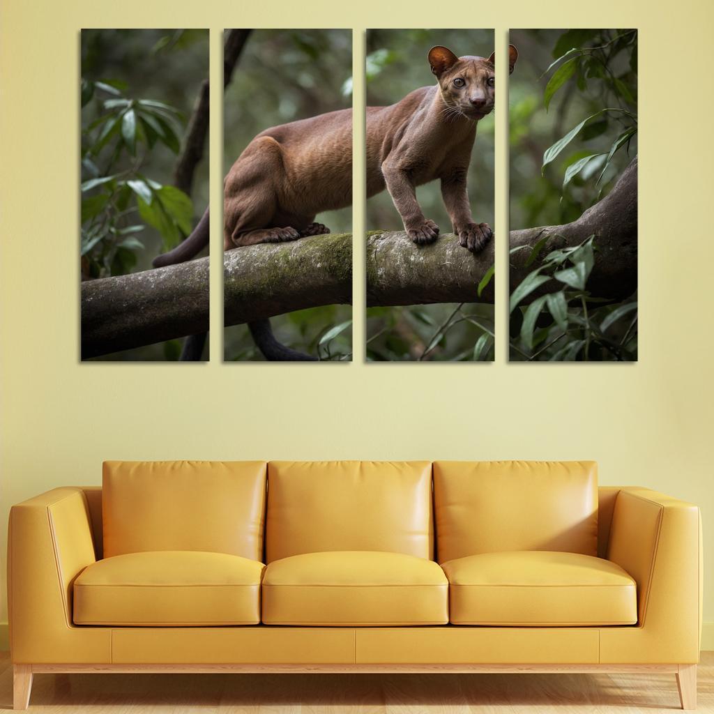 The Unique Fossa In Madagascar's Forests Framed Paintings