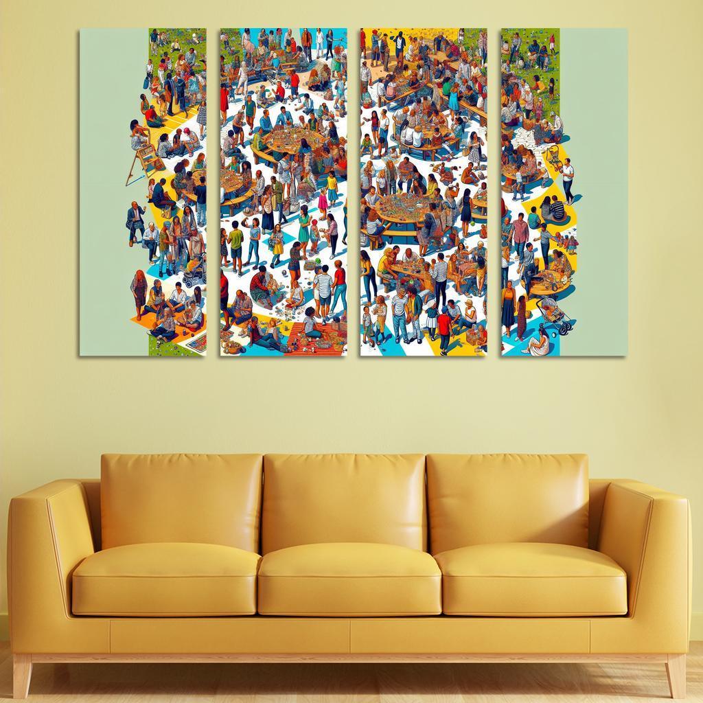 Shared Spaces Celebrating Community And Togetherness Multi-panel Paintings