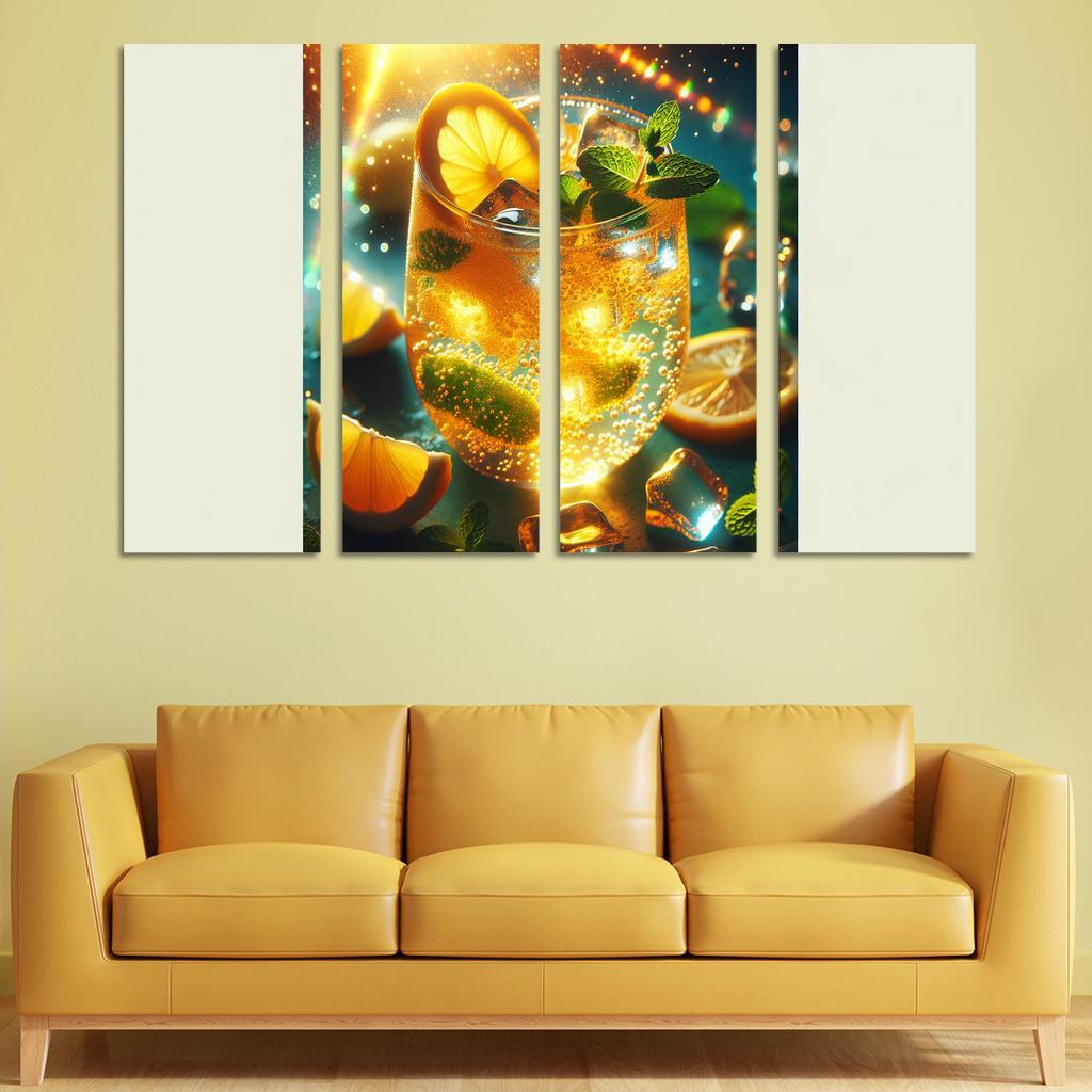 Golden Turmeric Ginger Lemonade 4 Piece HD Modern Canvas Panels-Original Frame