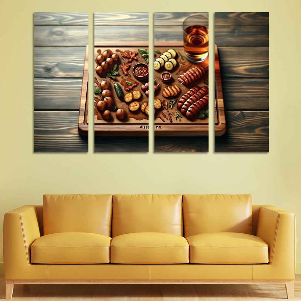 Artisan Wood Serving Board 4 Piece HD Modern Canvas Panels-Original Frame