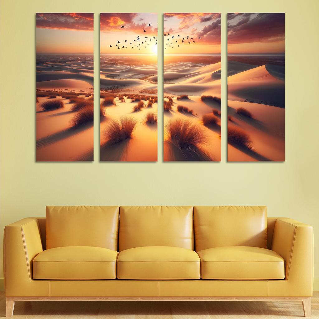 Golden Dunes Wildlife And Adventure Modern Paintings Frame